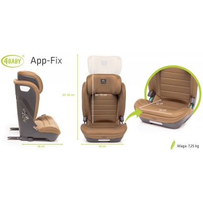 Fotelik Samochodowy App-Fix i-Size 100-150 cm Mokka 4Baby