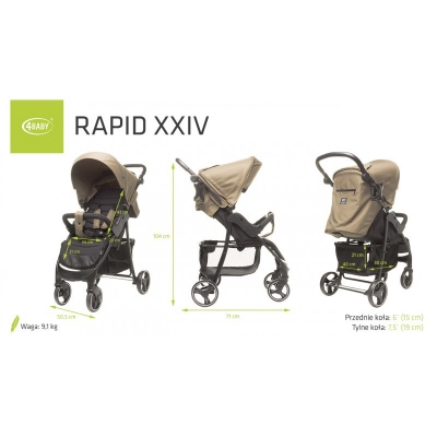Wózek Spacerowy 4Baby Rapid XXIV kolor Mokka