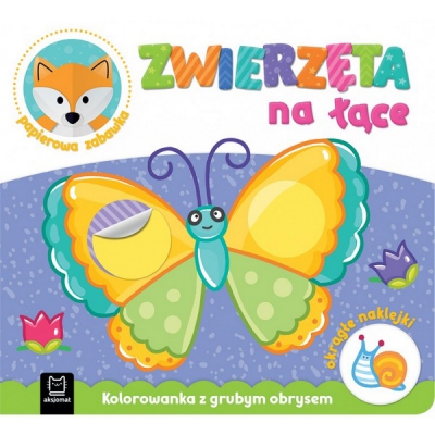 Zwierzęta na łące. Kolorowanka z grubym obrysem, okrągłe naklejki, papierowa zabawka.