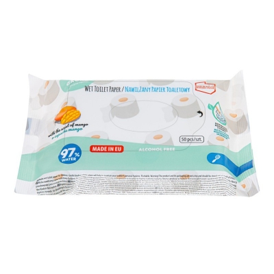 Akuku Nawilżany papier toaletowy o zapachu mango 50 szt. A0030
