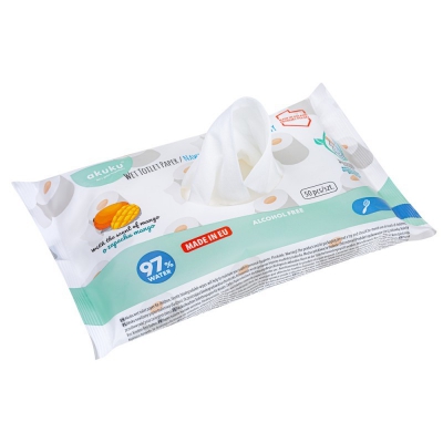 Akuku Nawilżany papier toaletowy o zapachu mango 50 szt. A0030