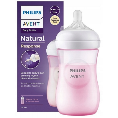 AVENT Responsywna Butelka Natural 260ml Różowa SCY903/11 Philips-Avent