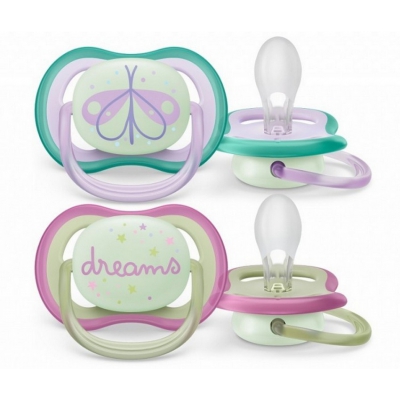 Avent Philips Smoczek Uspokajający Ultra Air Night Girl 0-6m SCF376/19