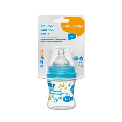 Butelka Szerokootworowa 120ml. Baby Ono 402/03 Niebieska