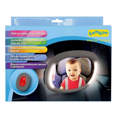 Lusterko LED Podświetlane z Pilotem Do Obserwacji Dziecka w Podróży Bambino / TopGal