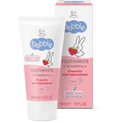 Bebble Pasta do zębów dla dzieci bez fluoru 50 ml Truskawkowa