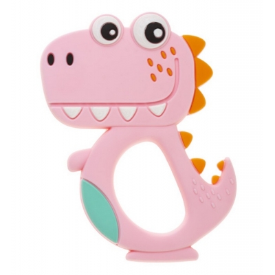 Gryzak Silikonowy DINO Różowy / Bocioland