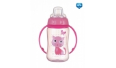 Kubek treningowy z silikonowym ustnikiem i uchwytami "Cute Animals" 56/512 Pink Canpol Babies