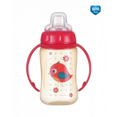 Kubek treningowy z silikonowym ustnikiem i uchwytami "Cute Animals" 56/512 Red Canpol Babies