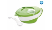 Miseczka z pokrywką i łyżeczką 'Krówka" 31/406 Green Canpol Babies