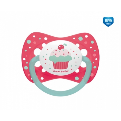 Smoczek Silikonowy Symetryczny "Cupcake" 6-18 miesięcy Pink 23/283 Canpol Babies