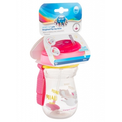 Bidon ze Składaną Rurką Silikonową z Odważnikiem 350ml KOTEK 56/521 Canpol Babies