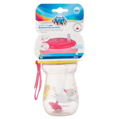 Bidon ze Składaną Rurką Silikonową z Odważnikiem 350ml KOTEK 56/521 Canpol Babies