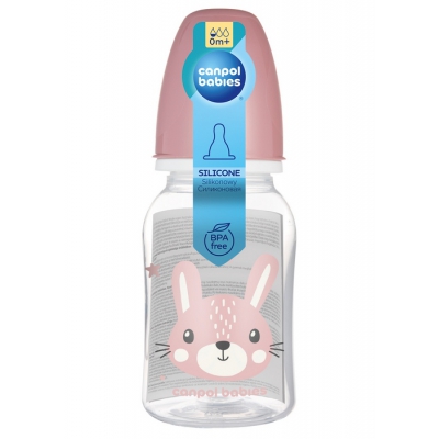 Butelka Wąska 120ml CUTE ANIMALS Różowa 11/851 Canpol Babies