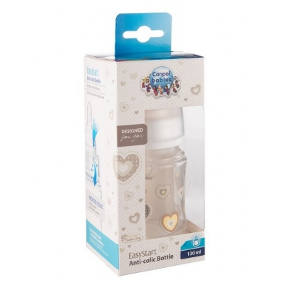 Butelka Szeroka Antykolkowa 120ml PP EasyStart NEWBORN BABY Beżowa 35/216 Canpol Babies