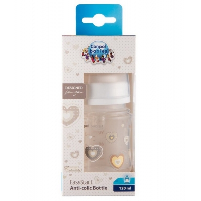 Butelka Szeroka Antykolkowa 120ml PP EasyStart NEWBORN BABY Beżowa 35/216 Canpol Babies