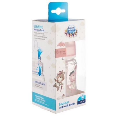 Butelka Szeroka Antykolkowa 120ml PP EasyStart BONJOUR PARIS 35/231 Pink Canpol Babies