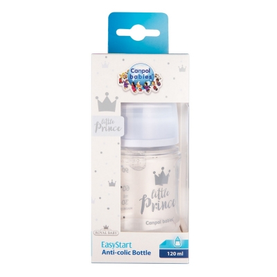 Butelka Szeroka Antykolkowa 120ml PP EasyStart ROYAL BABY Niebieska 35/233 Canpol Babies