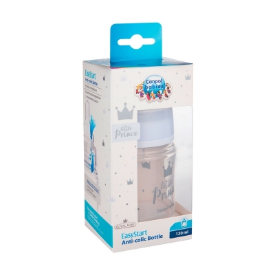 Butelka Szeroka Antykolkowa 120ml PP EasyStart ROYAL BABY Niebieska 35/233 Canpol Babies