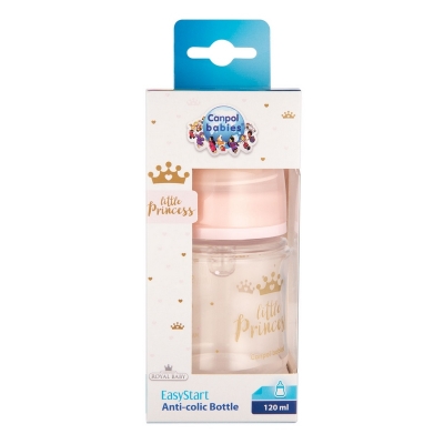 Butelka Szeroka Antykolkowa 120ml PP EasyStart ROYAL BABY Różowa 35/233 Canpol Babies