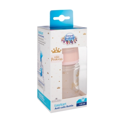 Butelka Szeroka Antykolkowa 120ml PP EasyStart ROYAL BABY Różowa 35/233 Canpol Babies