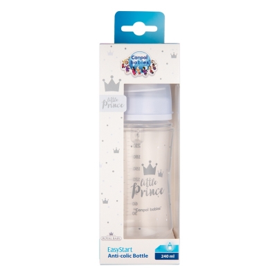 Butelka Szeroka Antykolkowa 240ml PP EasyStart ROYAL BABY Niebieska 35/234 Canpol Babies