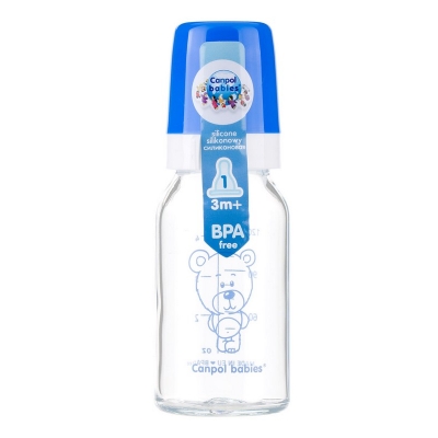 Butelka Szklana Wąska 120ml BASIC TEDDY FRIEND 42/102 Canpol Babies