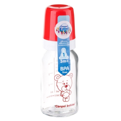 Butelka Szklana Wąska 120ml BASIC TEDDY FRIEND 42/102 Canpol Babies