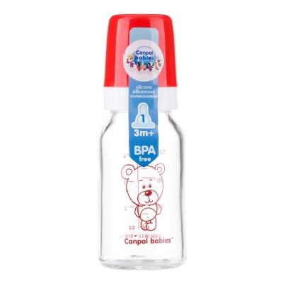Butelka Szklana Wąska 120ml BASIC TEDDY FRIEND 42/102 Canpol Babies