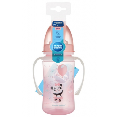 Canpol babies Kubek Treningowy EasyStart 240 ml Exotic Animals Różowy 35/208_pin