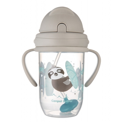Kubek Niekapek z rurką i odważnikiem 270ml EXOTIC ANIMALS 56/606 Grey Canpol Babies