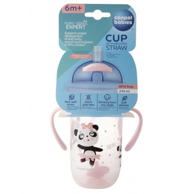 Kubek Niekapek z rurką i odważnikiem 270ml EXOTIC ANIMALS 56/606 Pink Canpol Babies