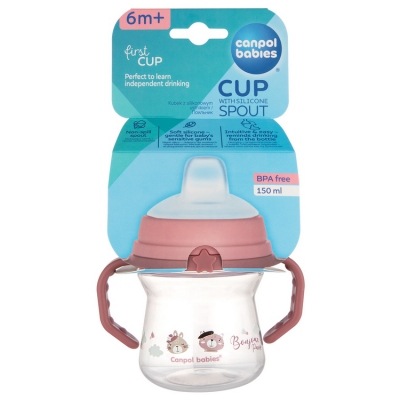 Canpol Babies Kubek z silikonowym ustnikiem FirstCup 150ml BONJOUR PARIS 56/612_pin