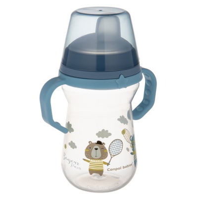Canpol Babies Kubek z silikonowym ustnikiem FirstCup 250ml BONJOUR PARIS 56/613_blu