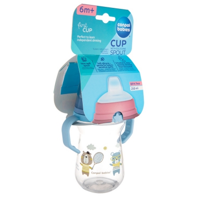 Canpol Babies Kubek z silikonowym ustnikiem FirstCup 250ml BONJOUR PARIS 56/613_blu