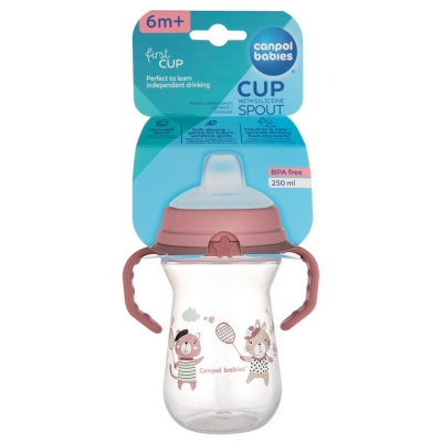Canpol Babies Kubek z silikonowym ustnikiem FirstCup 250ml BONJOUR PARIS 56/613_pin