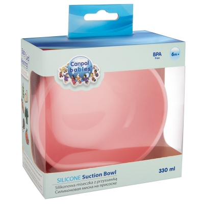 Silikonowa Miseczka z Przyssawką 300 ml Różowa 51/400 Canpol Babies