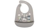 Śliniak Silikonowy z kieszonką BONJOUR PARIS Beżowy 74/027_bei Canpol Babies