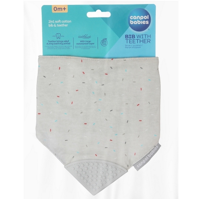 Śliniak materiałowy z gryzakiem 26/902_grey Canpol babies
