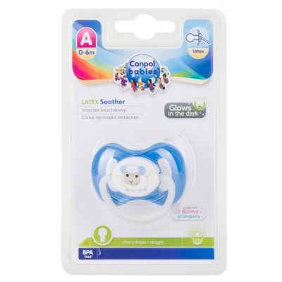 Smoczek Uspokajający Kauczuk 0-6m Okrągły BUNNY&COMPANY Niebieski 23/277 Canpol Babies