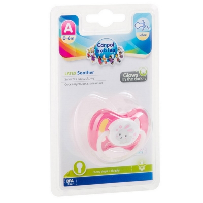 Smoczek Uspokajający Kauczuk 0-6m Okrągły BUNNY&COMPANY Różowy 23/277 Canpol Babies