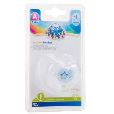 Smoczek Uspokajający Silikon 0-6m Symetryczny NEWBORN BABY Niebieski 22/580 Canpol Babies