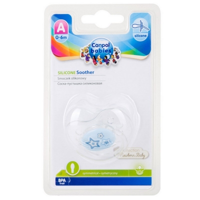 Smoczek Uspokajający Silikon 0-6m Symetryczny NEWBORN BABY Niebieski 22/580 Canpol Babies