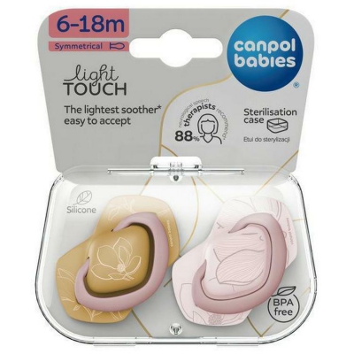 Canpol Babies Smoczek Silikonowy Light Touch 6-18m Symetryczny GOLD 2 szt. 22/665 Pink