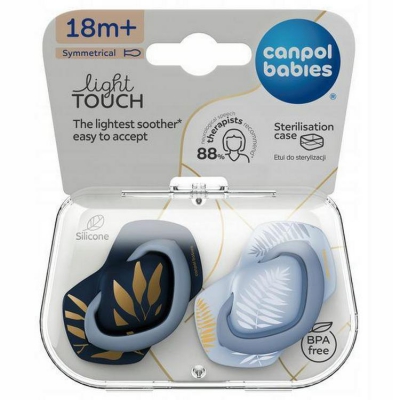 Canpol Babies Smoczek Silikonowy Light Touch 18m+ Symetryczny GOLD 2 szt. 22/666 Blue