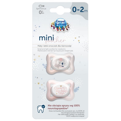Smoczek Silikonowy 0-2m Symetryczny MINI 2szt. Canpol Babies 23/910_pink