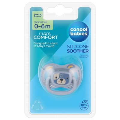 Smoczek Usp. Silikonowy 0-6m Symetryczny Cute Animals Niebieski Canpol Babies