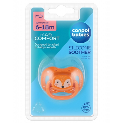 Smoczek Usp. Silikonowy 6-18m Symetryczny Cute Animals Pomarańczowy Canpol Babies