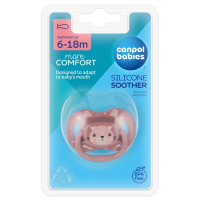 Smoczek Usp. Silikonowy 6-18m Symetryczny Cute Animals Różowy Canpol Babies