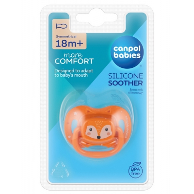 Smoczek Usp. Silikonowy 18m+ Symetryczny Cute Animals Pomarańczowy Canpol Babies